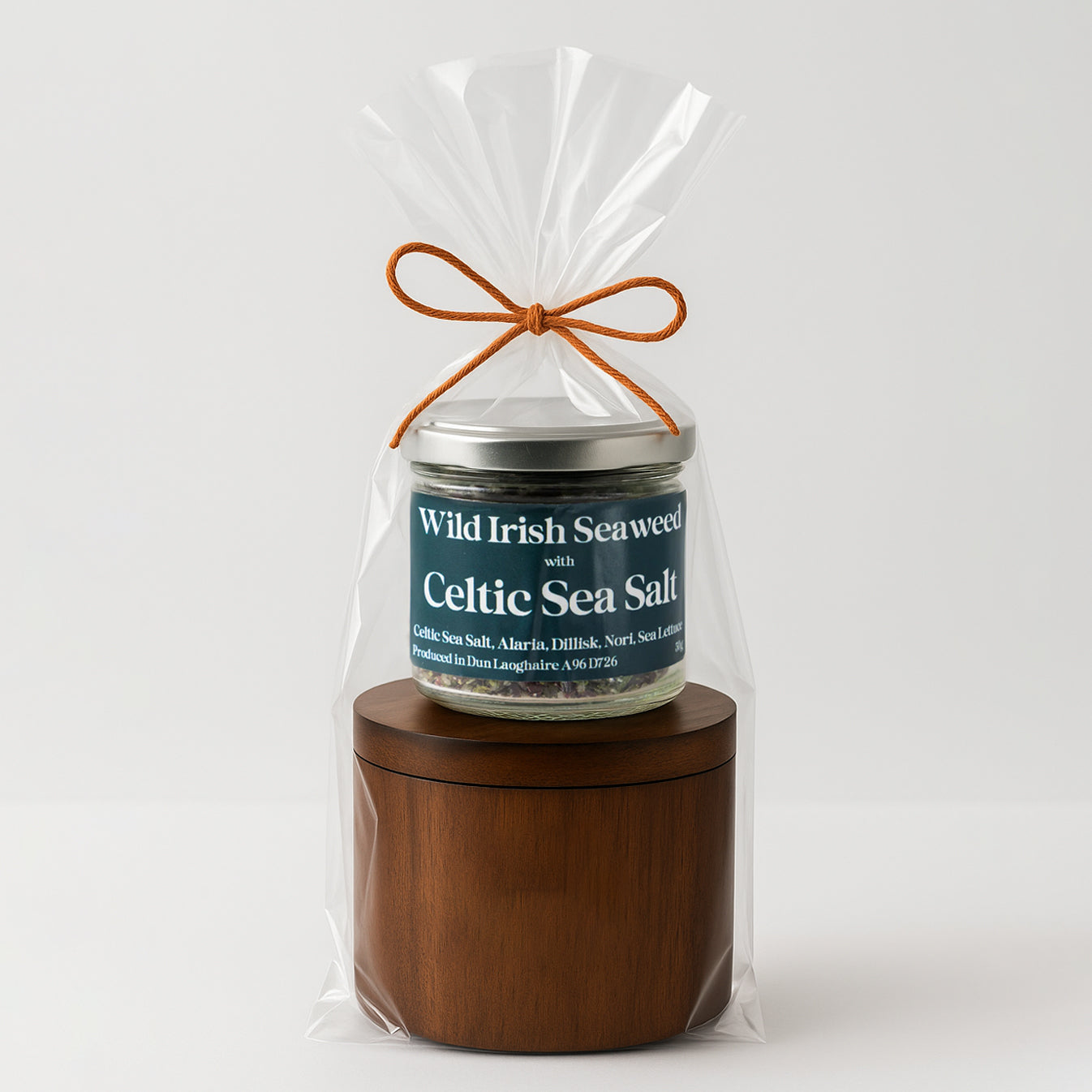 Wooden Salt Pot & Wild Irish Seaweed Sea Salt Gift Bundle