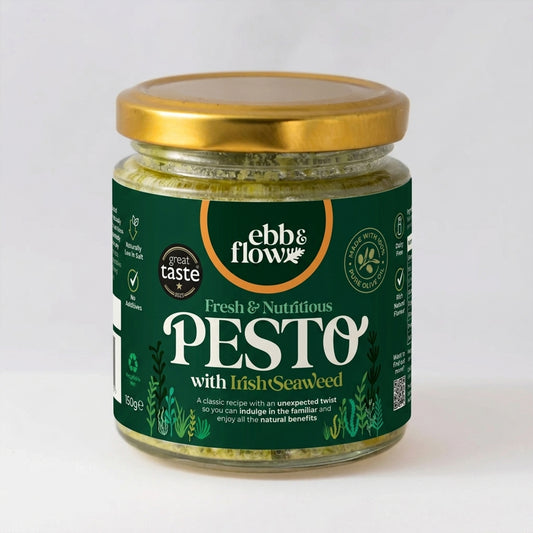 Jar of Ebb & Flow Pesto with Irish Seaweed on a white background