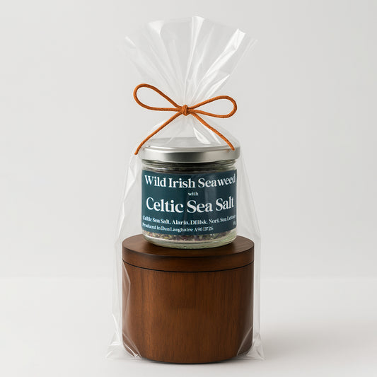 Wooden Salt Pot & Wild Irish Seaweed Sea Salt Gift Bundle