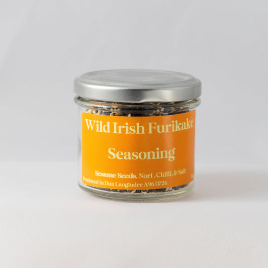 Jar of Wild Irish Furikake Seasoning on a white background